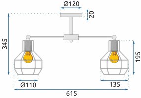 Toolight - Závesné kovové stropné svietidlo 6xE27 60W APP735-6C, čierna, OSW-08764