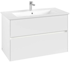 VILLEROY &amp; BOCH Collaro závesná skrinka pod umývadlo, 2 zásuvky, s LED osvetlením, 961 x 480 x 610 mm, White Matt, C145B0MS