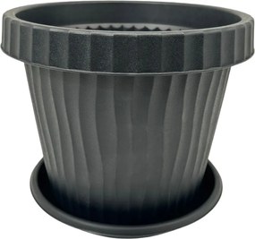 BAMA Súprava kvetináča a misy Onda SL 25 cm, čierna