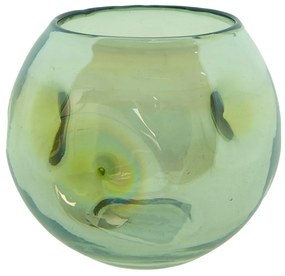 Zelená ručne fúkaná sklenená váza/ svietnik - Ø 12*12 cm