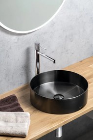 Sapho Sapho, AURUM nerezové umývadlo, priemer 38cm, vrátane výpuste, gun metal, AU101