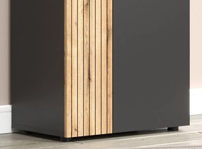 Predsieňová šatníková skriňa s policami Esteban, antracit/dub evoke