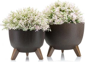 PLASTOVÝ KVETINÁČ ROSA LINEA ECO SADA 2KS 15X24,3 CM+18,3X29,2 CM HNEDÁ