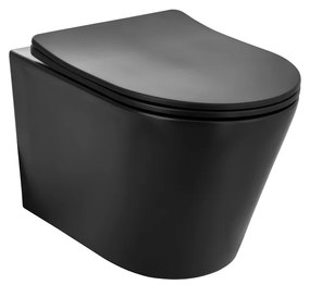 Gamma Mut, závesná WC misa 48x37 cm Rimless s pomaly padajúcim sedadlom, čierna matná, GMA-MUT201-BK
