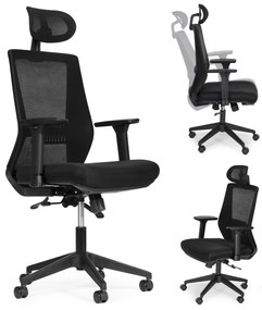 ModernHome Otočná kancelárska stolička s nastaviteľným operadlom a výškou - čierna ModernHome