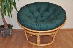 Relaxačný papasan DEMETRIA — ⌀100 cm, ratan, látka, medová / viac farieb Zelený dralon