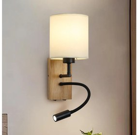 Brilagi -LED Flexibilná nástenná lampa NUBILA WOOD 1xE27/25W/230V + LED/3W dub/čierna/krémová