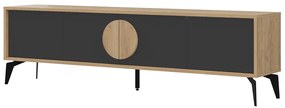 TV stolík v dekore duba v čierno-prírodnej farbe 180x51 cm Vae – Marckeric