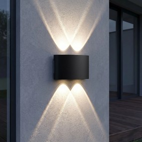 Toolight Toolight, JNH039-4G, vonkajšie LED nástenné svietidlo hore/dole, 4 LED, 12 W, 4000 K, IP44, čierna matná, OSW-56230