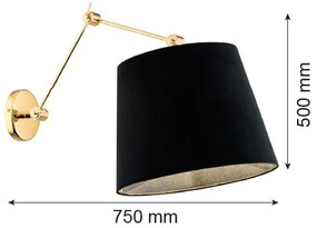 Argon 4898 - Nástenná lampa ZAKYNTOS PLUS 1xE27/15W/230V čierna/zlatá