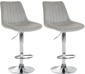 Design-Shop 2x Barová stolička Toni - zamat, chróm rám - Sivá