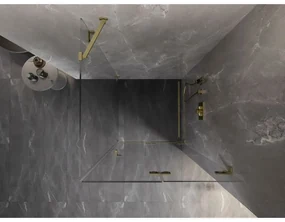 Mexen Lunar-F,sprchový kút pravý skladací 100 x 100 cm, 8mm číre sklo, zlatý matný profil, 836-100-100-55-00-P