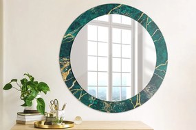 Okrúhle ozdobné zrkadlo na stenu Zelený malachitový mramor fi 70 cm