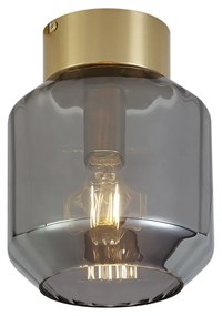 Moderné stropné svietidlo mosadzné s dymovým sklom - Stiklo