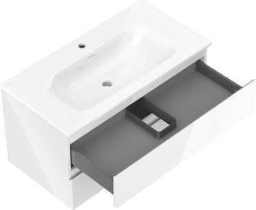 Mexen Orio, kúpeľňová skrinka 90 cm s umývadlom Vela, 2 zásuvky, biela lesklá, 91A10-09047-2-BFF00-W23M00