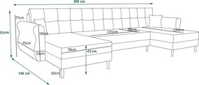 AKCIA Rozkladacia sedacia súprava do U SILVIANO 300x140 cm, sivá + 2 vankúšiky ZDARMA II. akosť