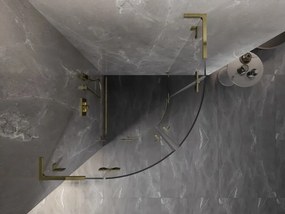 Mexen Lunar, L výklopný polkruhový sprchový kút 100 x 100 cm, 8mm číre sklo, zlatý profil, 833L-100L-100P-50-00