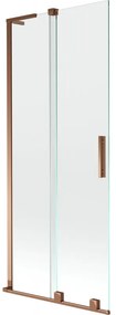 Mexen Velar L, 2-krídlová posuvná vaňová zástena 80 x 150 cm, 8mm číre sklo, ružové zlato, 896-080-003-01-60