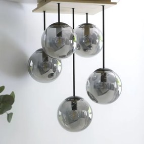 JUST LIGHT. 11395-79 - Luster na tyči WIDOW 5xE14/25W/230V dub