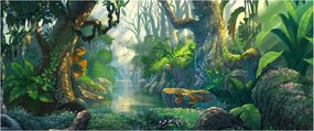 Obraz - Ilustrácia tropického lesa (120x50 cm)
