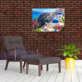 Sklenený obraz - Santorini, Grécko (70x50 cm)