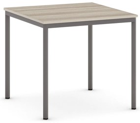Jedálenský stôl, 800 x 800 mm, tmavo sivá podnož, dub prírodný