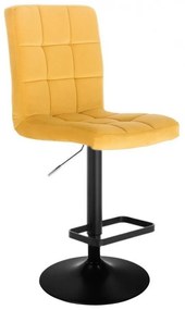 LuxuryForm DESIGN Barová stolička TOLEDO VELUR na čiernom tanieri - žltá