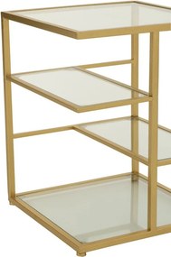Zlatý kovový odkladací stolík so sklenenými policami Doree gold - 40*40*51 cm