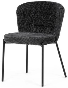 Židle jídelní, šedá látka, černé kovové nohy.