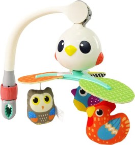 LEAN Toys Detský kolotoč nad postieľku a kočík farebné vtáky s melódiou