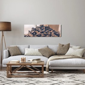 Obraz kávy (s hodinami) (90x30 cm)