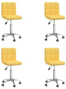 Otočné jedálenské stoličky 4 ks horčicovo-žlté látkové