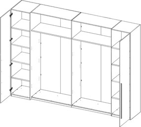 Sconto Šatníková skriňa s kombinovanými dverami MERWIN dekor dub/antracitová