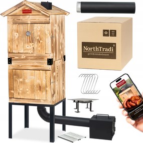 TRENDIE Udiareň XXL drevená s kovovým komínom