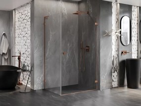 Mexen Lunar-B L pravý výklopný sprchový kút 95 x 70 cm, číre sklo, medená matná, 832L-095-070-65-00-P