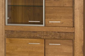 Vitrína Velvet II 15 s LED osvětlením 110 cm z masivu dub Rustikal