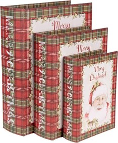 3ks úložný box v tvare knihy Merry Christmas - 27*22*7 / 22*17*6 / 17*12*4 cm