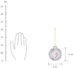 HANG ON Sklenená ozdoba Candy Cane 8 cm - biela