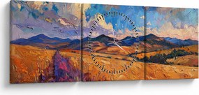 Obraz - Olejomaľba krajiny (s hodinami) (90x30 cm)