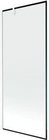 Mexen Next, vaňová zástena 1-krídlová 80 x 150 cm, fixné krídlo, 6 mm číre sklo s čiernym vzorom, biely profil, 895-080-000-00-0-20