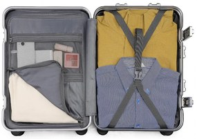 Konofactory Zlato-ružový prémiový široký kufor s hliníkovým rámom "Alfa" - M (35l)