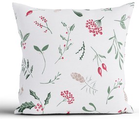 Vianočná bavlnená obliečka na vankúšik Renforcé 40 × 40 cm - Cezmínové vetvičky