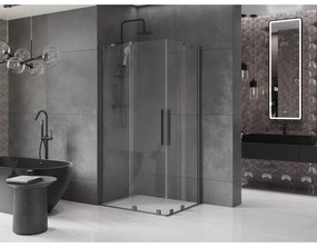Mexen Velar Duo, sprchový kút s posuvnými dverami 90 x 80 cm, 8mm číre sklo, brúsený grafit, 871-090-080-02-95
