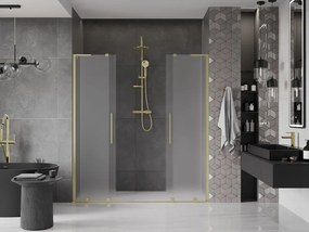 Mexen Velar L Duo, posuvné sprchové dvere do otvoru 180 cm, 8mm sklo námraza, zlatá matná, 871-180-003-32-55
