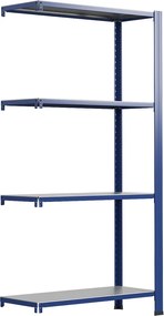 Bezskrutkový kovový regál prídavný modul 250x100x30cm T profil, 4 police