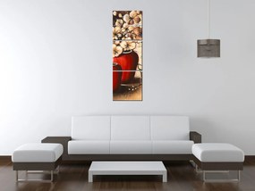 Gario Obraz s hodinami Orchidei v červenej váze - 3 dielny Rozmery: 90 x 70 cm