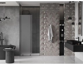 Mexen Velar, posuvné sprchové dvere do otvoru 100 cm, 8mm sklo námraza, grafit brúsený, 871-100-000-31-66