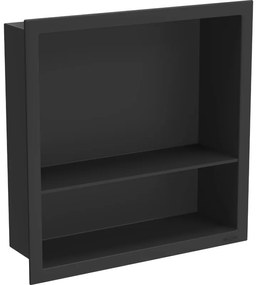 Mexen X-Wall-R, polička na zapustenie na obklad s golierom 30 x 30 cm, čierna matná, 1970303010S