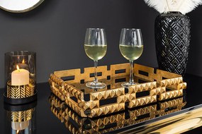 Dizajnový ručne vyrábaný podnos Luxor čierna/zlatá 40cm