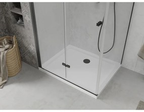 Mexen Lima, sprchovací kút so skladacími dverami 100 (dvere) x 90 (stena) cm, 6mm číre sklo, čierny profil + slim sprchová vanička biela s čiernym sifónom, 856-100-090-70-00-4010B